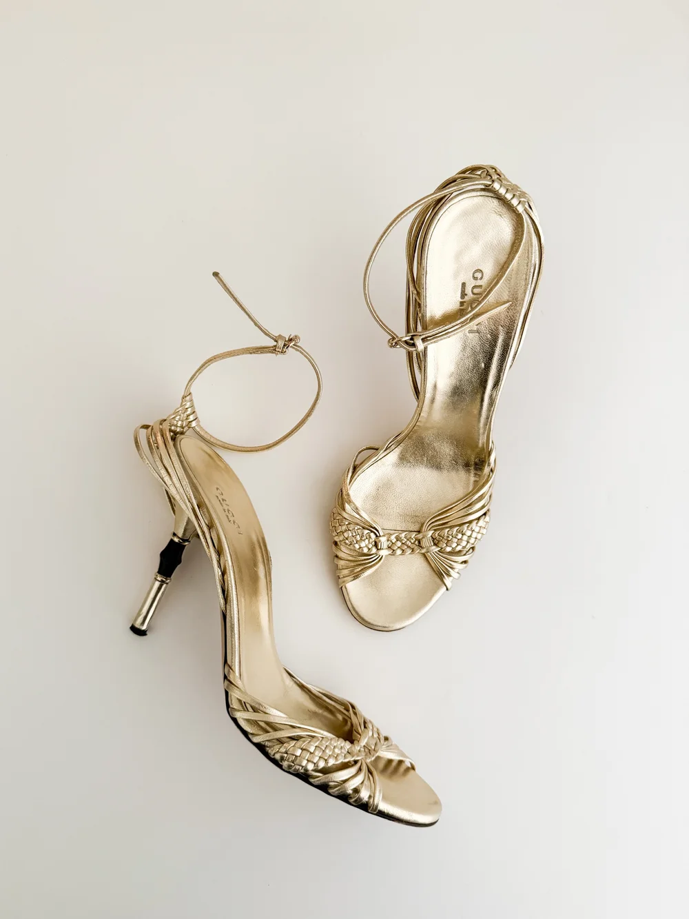 Gucci by Tom Ford Vintage Bamboo Metallic Sandal Heels (US 7 B